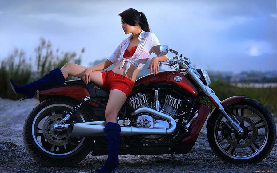 Beautiful girls and motorcycles in Voronezh