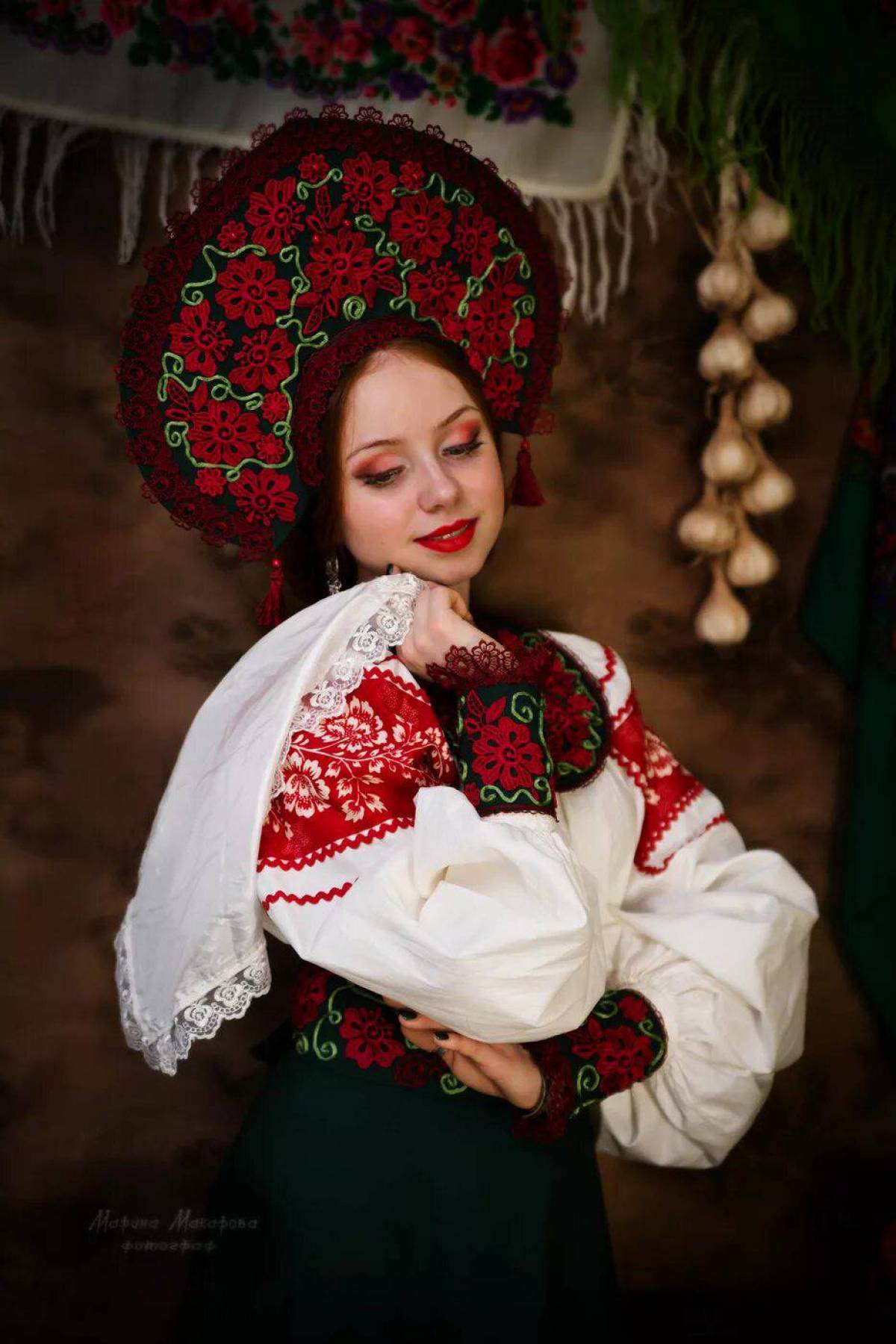 Women in Slavic costumes underwear in Voronezh